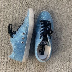 Golden Goose Blue sparkly sneakers